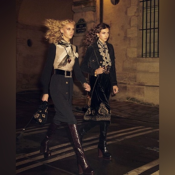 Zara Women's Velvet Black and Gold Midi Skirt - Picture 3 of 7